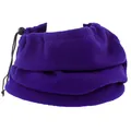 Detail of purple fleece neck gaiter with adjustable drawstring for winter outdoor sports - Dark Purple
