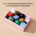 Set of 10 egg-shaped assorted natural crystal stones in a pink gift box 2.2x1.7cm - 10Pcs 2cm Small Egg Stone Set (Random)