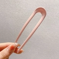 Glossy pink U-shaped hair fork accessory for bun hairstyles in polished acetate finish - Pink