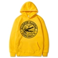 Yellow men's hoodie with a black Alligator Alcatraz graphic print in a soft cotton texture - Yellow