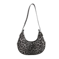 Graue Crescent-Tasche mit Leopardenmuster, elegante Halbmondform mit Reißverschluss - Schwarz
