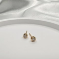 Orecchini a perno minimalisti in argento S925 dorato con zirconi cubici rotondi - Oro Zircone Bianco Stile B Incastonatura a Lunetta