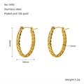 U-förmige ovale gedrehte Creolen aus 18K vergoldetem Edelstahl, 26mm Höhe - Ovaler Geflochtener Stil (1490) / Gold