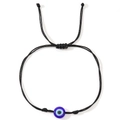 Bracelet minimaliste en cordon tressé noir avec perle œil bleu et fermoir ajustable - Standard / Noir