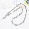 Polished silver metal chain strap with secure lobster clasps on a clean white background - Large Thick Crossbody Chain / Silver