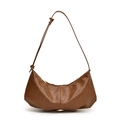 Sac hobo croissant marron léopard avec bandoulière réglable et détails métalliques à la base - Marron