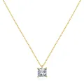 Minimalist square zircon necklace in golden finish with four-prong setting pendant - Gold