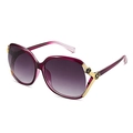Purple gradient oversized sunglasses for women with camellia floral detail on the temple - Purple Frame Gradient Purple Lens