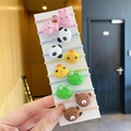 Set of 10 cute cartoon animal hair ties for girls on a white display card - Resin Animal 10-Piece Set