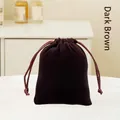 Dark brown velvet drawstring jewelry bag with smooth texture for gift packaging - 7cm*9cm / Dark Brown