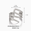 Bague ajustable en acier inoxydable argenté avec design géométrique à spirales - Argenté