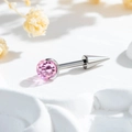 F136 titanium kraakbeen piercing met roze kristal en zilveren metalen kegel stud - Roze