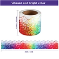 Regenbogenfarbene Polka-Dot-Bordürenaufkleber mit Goldrand für Pinnwände, 11m Rolle - Regenbogen-Punkte Wellenrand / 7.6CM*11M