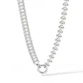 Collier chaîne cubaine argentée avec épissage de zircons et fermoir à ressort rond - Style Zirconia Blanc Argenté (PDD238)