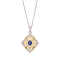Collana in argento S925 con gemma blu ovale e ciondolo a filigrana a raggi di sole - Zaffiro Blu Naturale