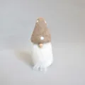 Gnome de Noël fait main en feutre de laine avec chapeau à pois et barbe blanche - Tête de Champignon Gris Café Grand 8*18CM