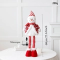 Dettaglio delle gambe telescopiche di un pupazzo di neve di peluche decorativo - Pupazzo di Neve Telescopico / Rosso