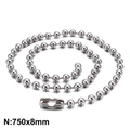 Collana a catena con sfere in acciaio inossidabile argento lucido, misura 750x8mm - 8.0mmx750mm(KN93489-Z)
