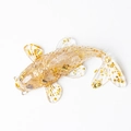 Transparent fish-shaped ornament with gold leaf flakes and natural crystal resin filling - Rutilated Quartz