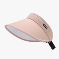 Visière de soleil rose à large bord avec passepoil blanc et sangle réglable femme - Rose