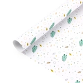 Tropical leaf and geometric pattern gift wrapping paper roll with minimalist nordic design - Qing Shu; 50*70cm