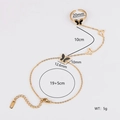 Detailed size chart for gold stainless steel butterfly ring bracelet with dimensions - Black Butterfly