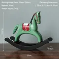 Nordic green wooden rocking horse statue for minimalist home and office shelf decor - Green