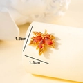 Maple leaf ear stud with orange-red stones in gold finish, size 1.3cm by 1.3cm - Maple Leaf Style (A268-4) / Gold (Single)