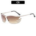 Trendy flame-shaped sunglasses with metal frame and brown gradient lenses color C6 - Gradient Tea