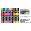 Lot de 48 feutres aquarelle à double pointe avec corps noir mat pour dessin - 48 Couleurs (Corps Noir Boîte Rigide)