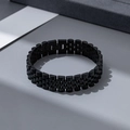 Minimalist black stainless steel watch band style chain bracelet with polished finish - 8mm Black Straight Five-bead Jewel