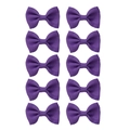 Set of 10 purple grosgrain ribbon bow hair clips for babies and girls in solid color - Set / Purple