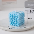 Blue geometric honeycomb cube scented candle on marble tray for home decor, 5cm cube size - Honeycomb Blue (Rosemary Mint)