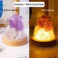 400g Stone + 10cm Warm Light USB Base Clear Quartz + Amethyst