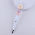 Detail of DIY beaded pen featuring a cute sheep silicone bead with rhinestone spacers - White Sheep