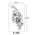 Waterproof tattoo sticker with black and white floral line art design in 60x105mm size - K-446-Rose Inflorescence