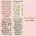 Set of 4 budgeting sticker sheets with floral patterns for planners, 12x18cm size - 4 Sheets Floral Budget Stickers