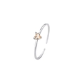 Minimalist S925 sterling silver open ring with a heart-shaped champagne zircon gemstone - Champagne Zirconia/Silver Color