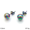 8mm rainbow titanium steel ball stud earrings with vibrant iridescent finish for women - 8mm / Rainbow