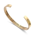 Gold-finish stainless steel open cuff bracelet with inspirational engraving inside - Niece Gold (B1022)