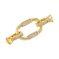 Macro shot of 18K gold plated jewelry connector clasp with sparkling zircon inlay - Gold (VK228 Chain Link)