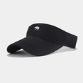Detail of bear embroidery on black sun visor hat with premium stitching and texture - Adjustable / Black
