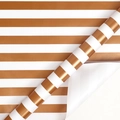 Bronze and white striped metallic gift wrapping paper roll for gift packaging - Gold Horizontal Stripes / 0.43x3m