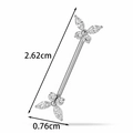 Silver G23 titanium nipple bar featuring butterfly shaped clear cubic zirconia accents - Butterfly Design (T2548-3#) / Silver