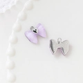 DIY purple resin bow pendant with metal heart and silver plating for jewelry making - 9# Bowknot-Purple