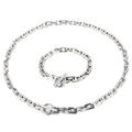 Conjunto de collar y pulsera de acero inoxidable plateado con cierre de palanca - Juego de Una Sola Capa (KS189751-Z)