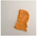 Close-up of bright yellow knit balaclava hood with textured weave and buttons - 48-52CM (Recommended 2-6 Years) / Yellow