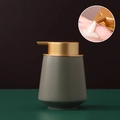 Ceramic soap dispenser in dark green matte finish with a golden pump head - Straight / Cyan Grey with Gold Pump