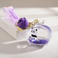 Purple liquid panda keychain inside TV container with bell and silicone star bear strap - Rope Pendant Style / Purple