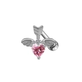 Piercing ombelico con cristallo a cuore rosa e freccia alata in acciaio inossidabile - Freccia Cuore Alato Argento